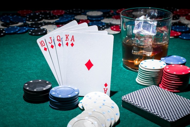 Antarmuka permainan Bandar Poker di platform aqua togel dengan meja kartu dan statistik pemain